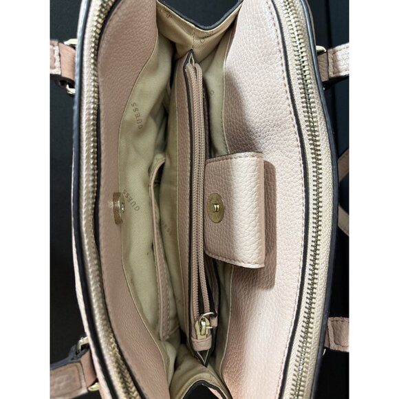 Guess Shawna Cali Satchel Handbag Lock Charm Double Handle Zip Closure Pink - Picture 15 of 16